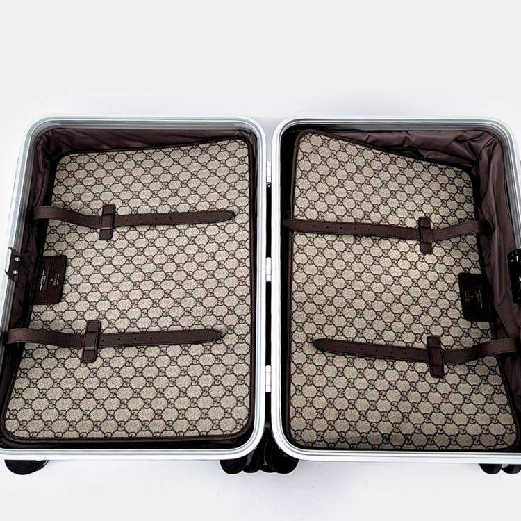Pre Owned Gucci Beige Coated Canvas Porter Cabin Plus Trolley bag