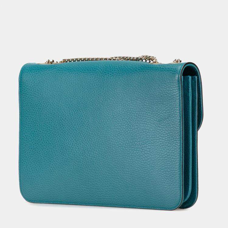 Pre Owned Gucci Blue Medium Dollar Calfskin Interlocking G Crossbody Bag
