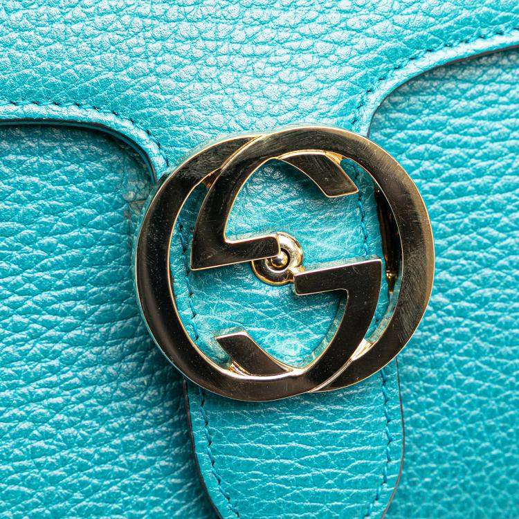 Pre Owned Gucci Blue Medium Dollar Calfskin Interlocking G Crossbody Bag
