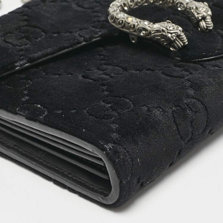 Pre Owned Gucci Black GG Velvet Mini Dionysus Wallet On Chain