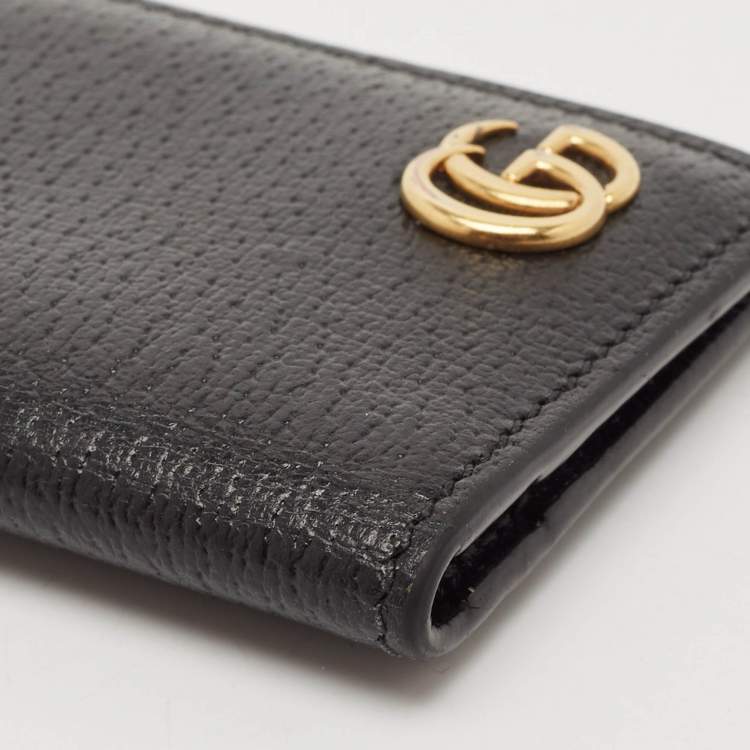 Pre Owned Gucci Black Leather GG Marmont Card Holder