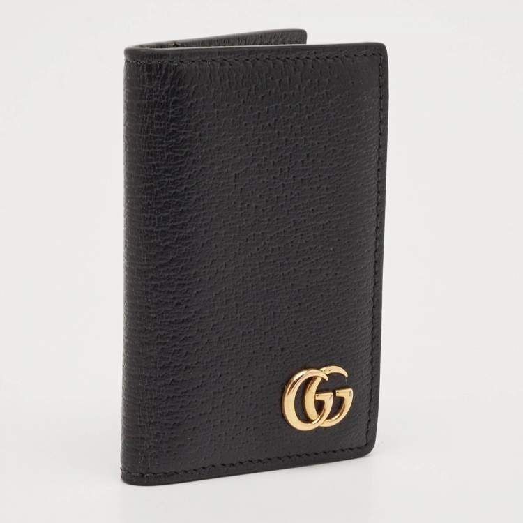 Pre Owned Gucci Black Leather GG Marmont Card Holder