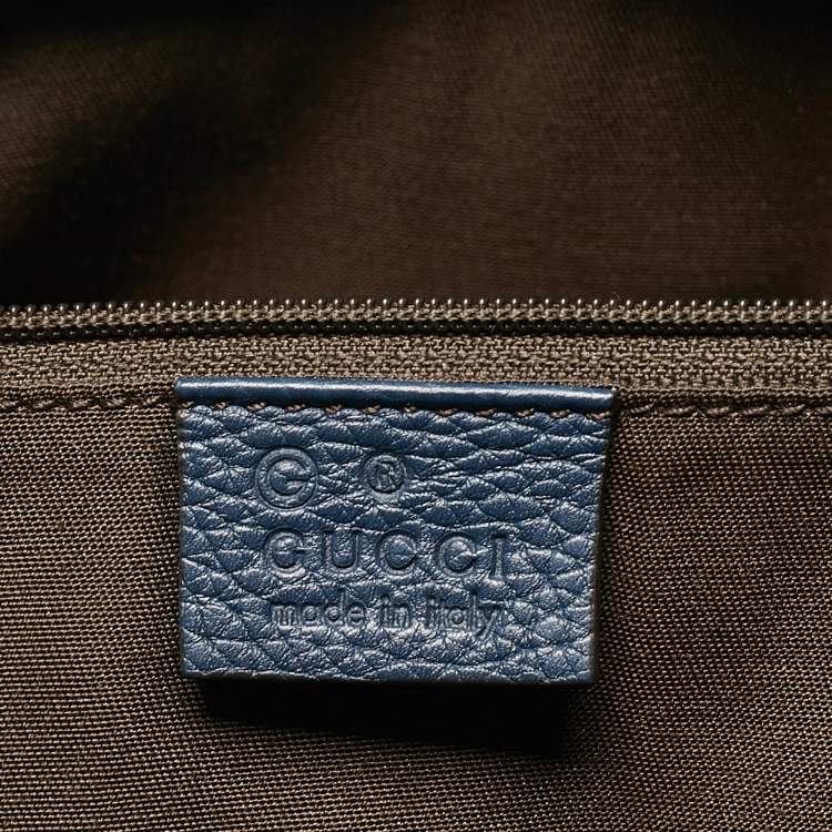 Pre Owned Gucci Navy Blue Leather Interlocking G Dollar Tote
