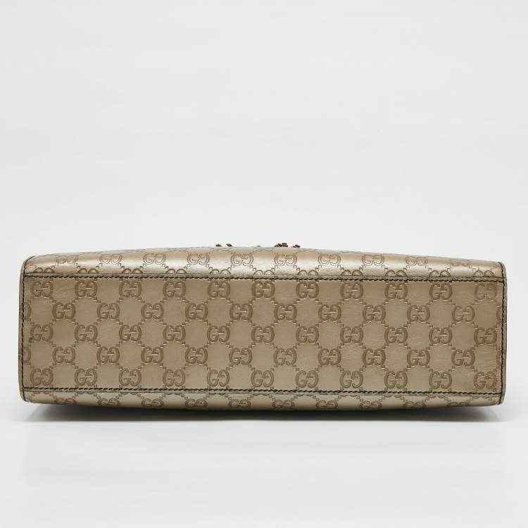 Pre Owned Gucci Beige Metallic Guccissima Leather Large Emily Chain Shoulder Bag