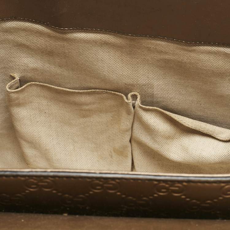 Pre Owned Gucci Brown Guccissima Patent Leather Large Emily Chain Shoulder Bag