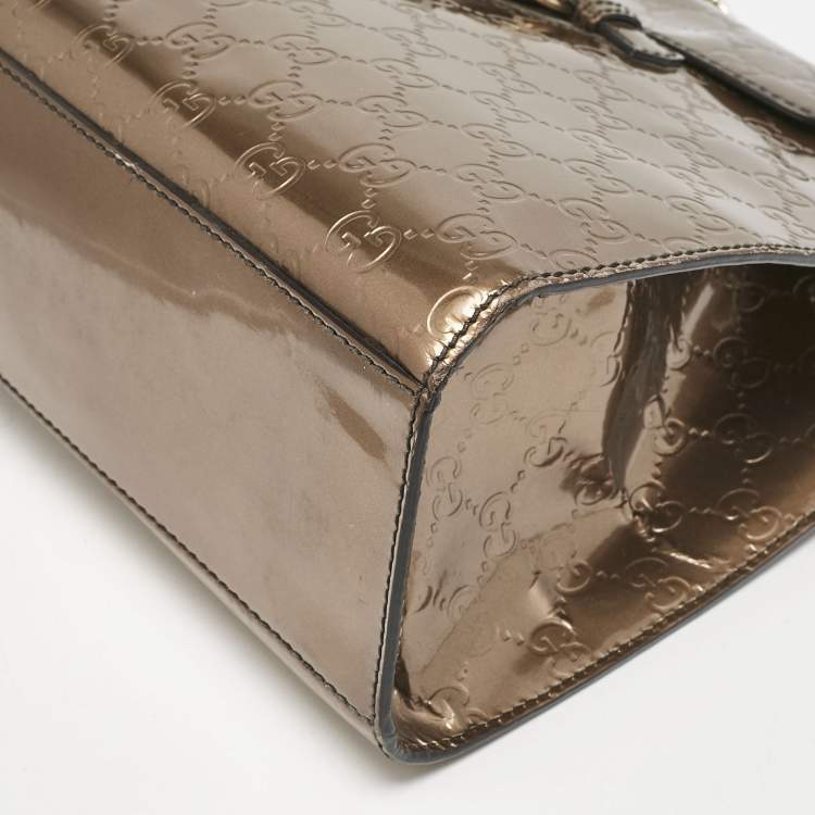 Pre Owned Gucci Brown Guccissima Patent Leather Large Emily Chain Shoulder Bag