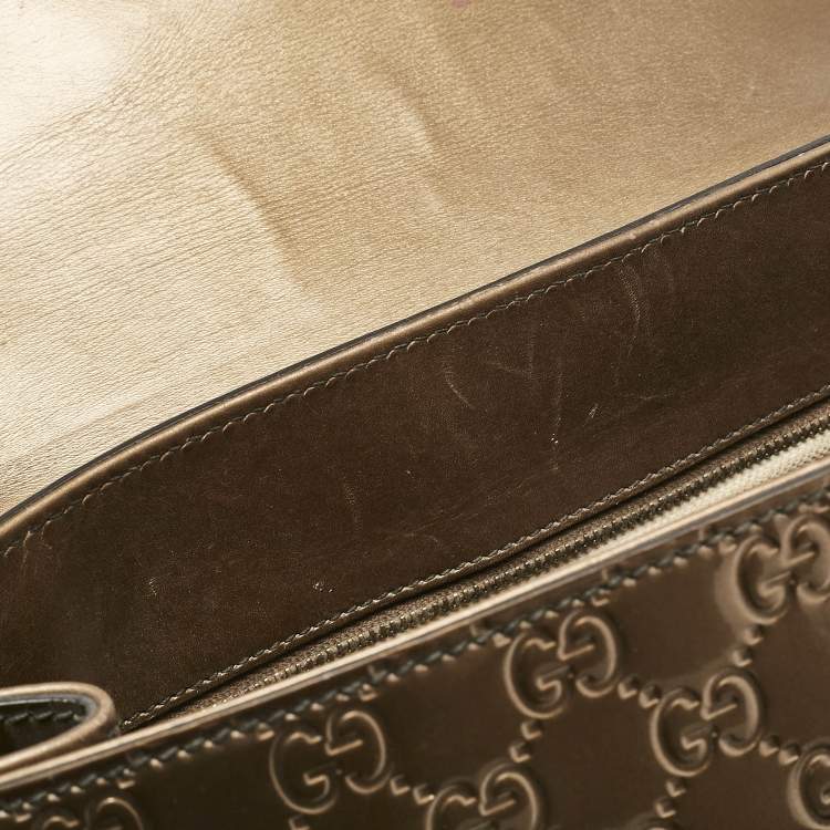 Pre Owned Gucci Brown Guccissima Patent Leather Large Emily Chain Shoulder Bag