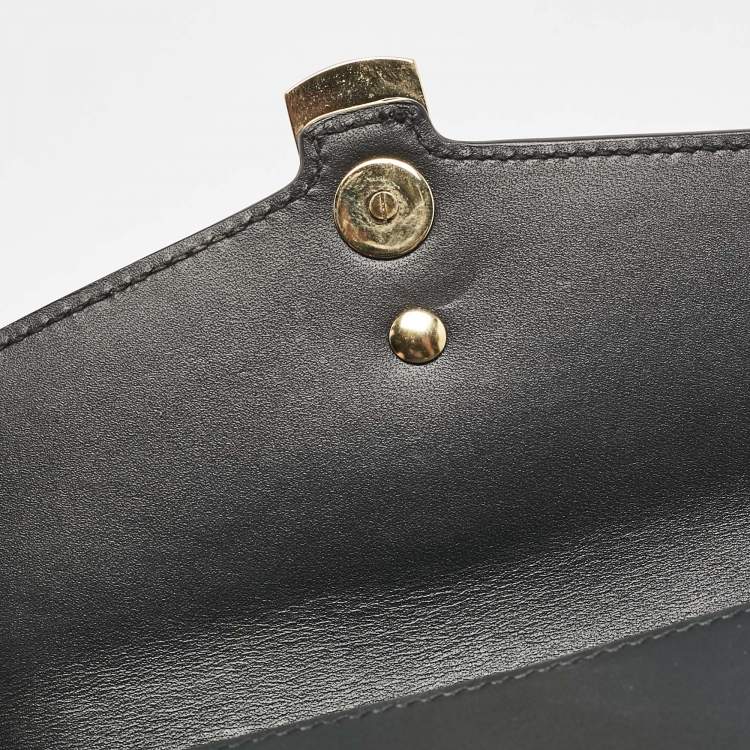 Pre Owned Gucci Black Leather Super Mini Sylvie Chain Shoulder Bag