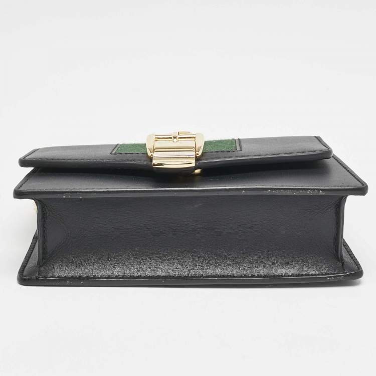 Pre Owned Gucci Black Leather Super Mini Sylvie Chain Shoulder Bag
