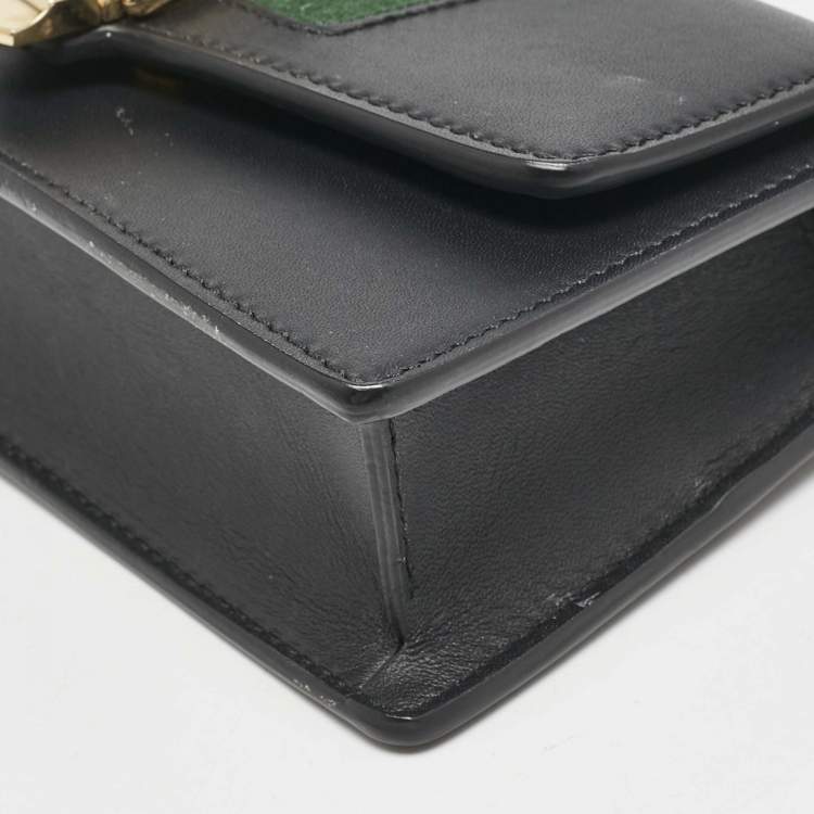 Pre Owned Gucci Black Leather Super Mini Sylvie Chain Shoulder Bag
