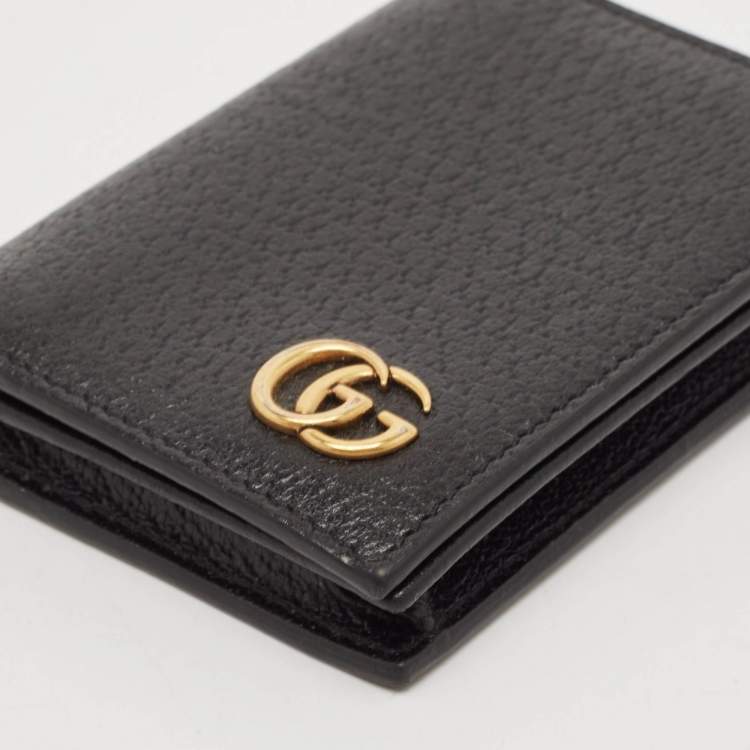Pre Owned Gucci Black Leather GG Marmont Card Holder