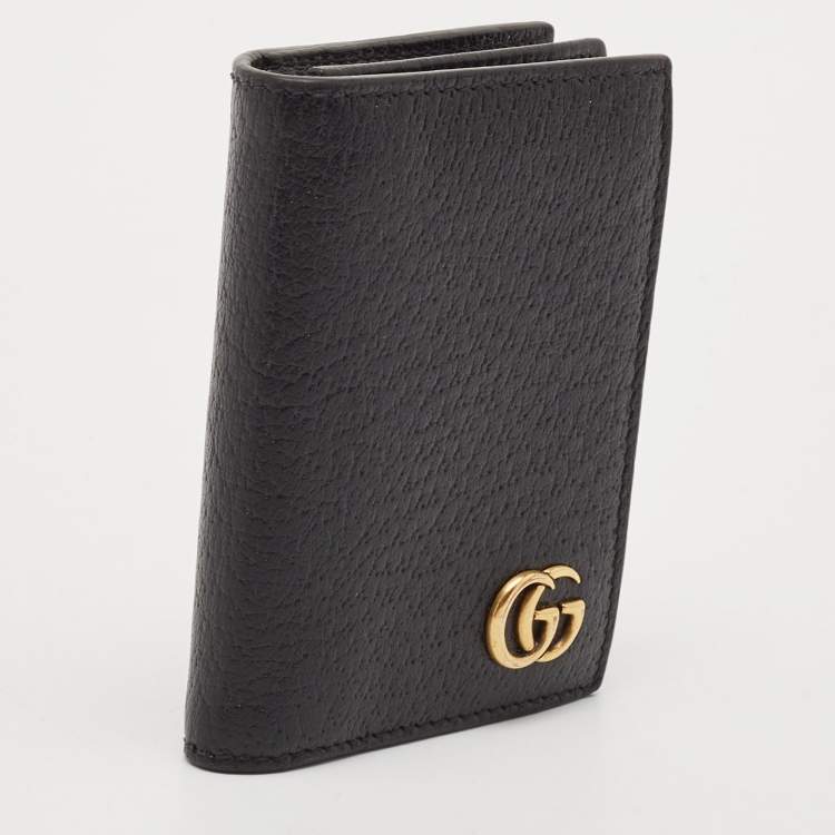 Pre Owned Gucci Black Leather GG Marmont Card Holder