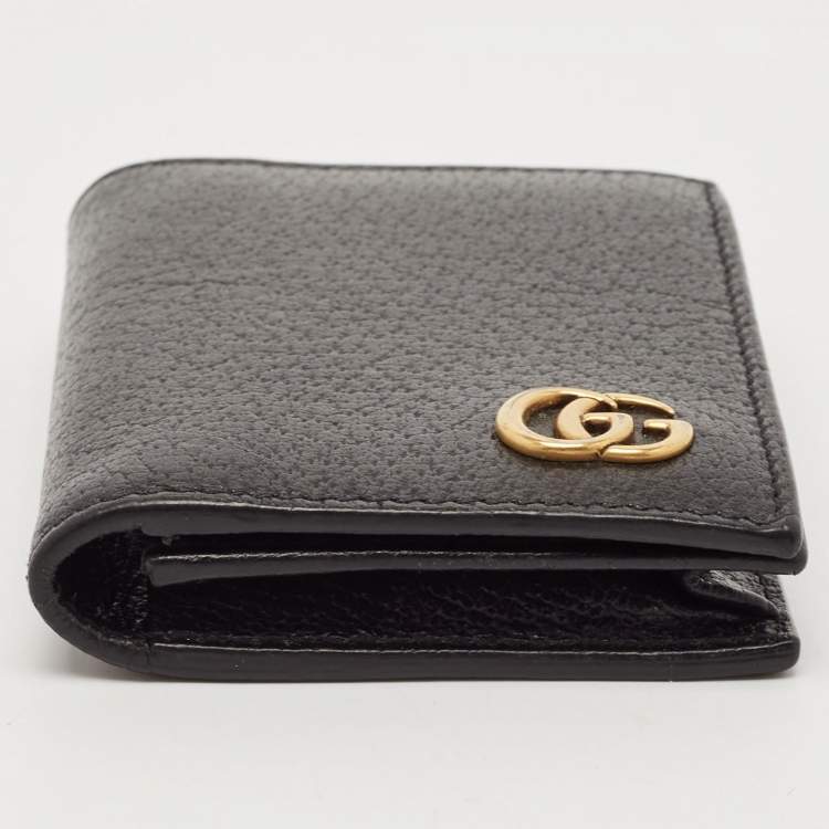 Pre Owned Gucci Black Leather GG Marmont Card Holder