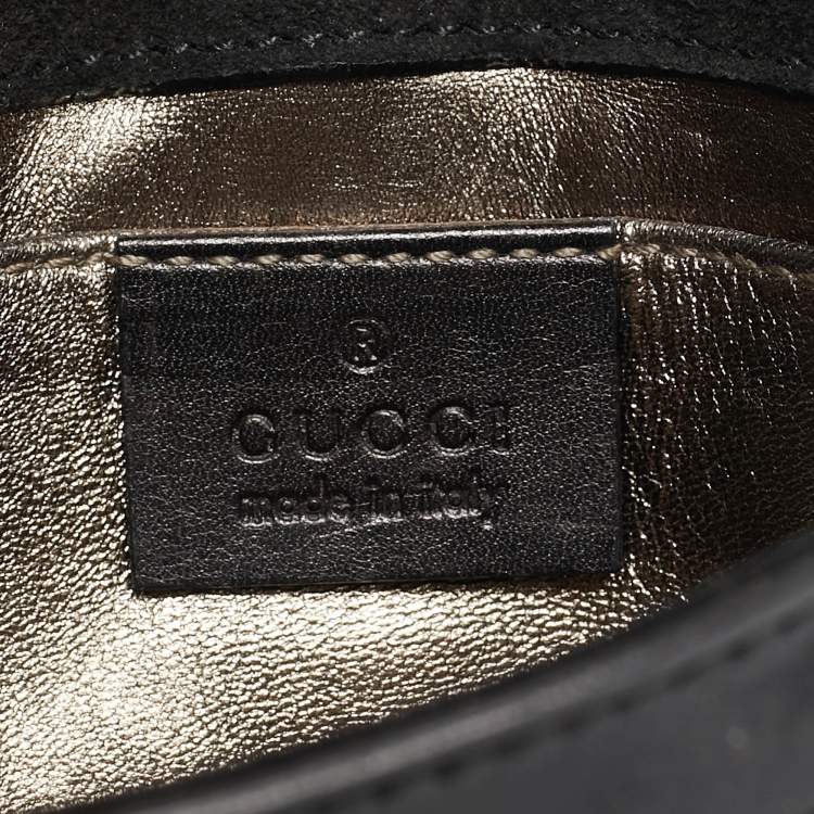 Pre Owned Gucci Black Patent Leather Bamboo Clutch