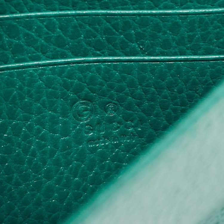 Pre Owned Gucci Green Leather Interlocking G Wallet on Chain