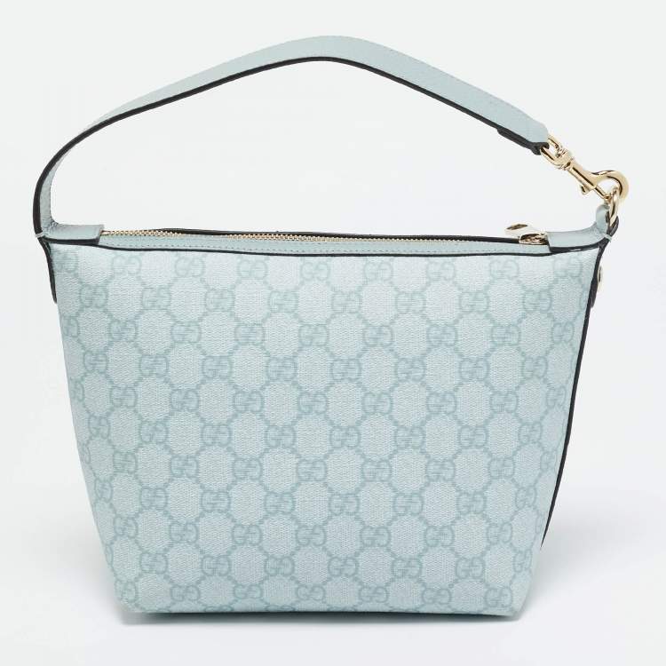 Pre Owned Gucci Blue GG Supreme Canvas and Leather Ophidia Shoulder Bag