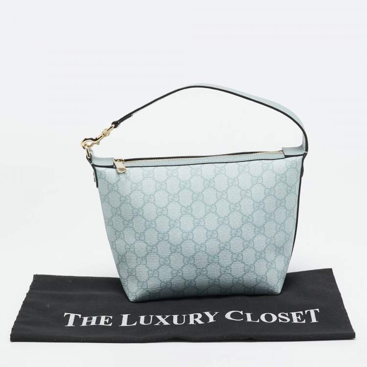 Pre Owned Gucci Blue GG Supreme Canvas and Leather Ophidia Shoulder Bag