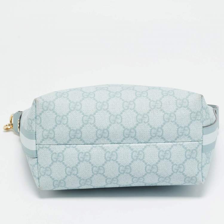 Pre Owned Gucci Blue GG Supreme Canvas and Leather Ophidia Shoulder Bag