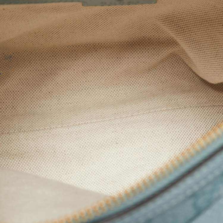 Pre Owned Gucci Blue GG Supreme Canvas and Leather Ophidia Shoulder Bag