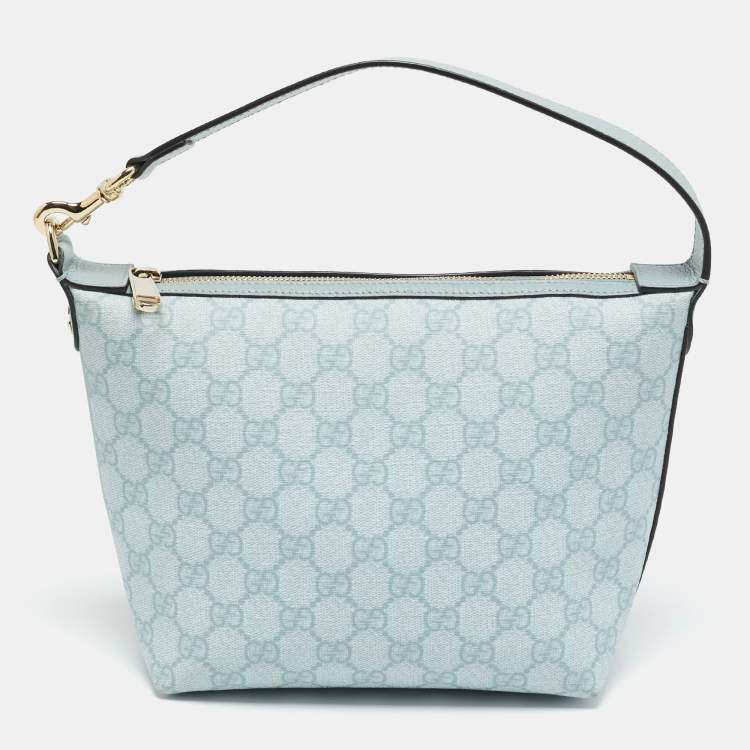 Pre Owned Gucci Blue GG Supreme Canvas and Leather Ophidia Shoulder Bag