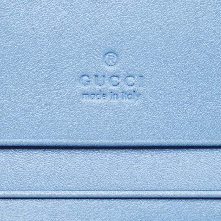 Pre Owned Gucci Blue Matelassé Leather GG Marmont Card Case