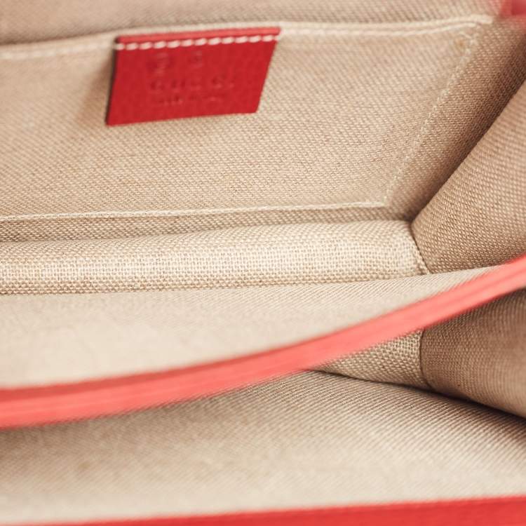 Pre Owned Gucci Red Leather Dollar Interlocking G Crossbody Bag