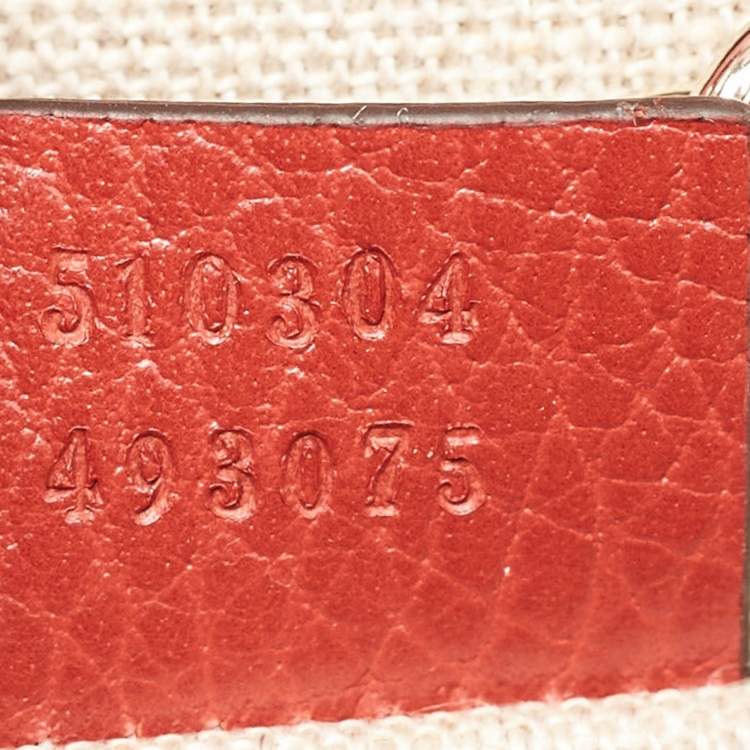 Pre Owned Gucci Red Leather Dollar Interlocking G Crossbody Bag