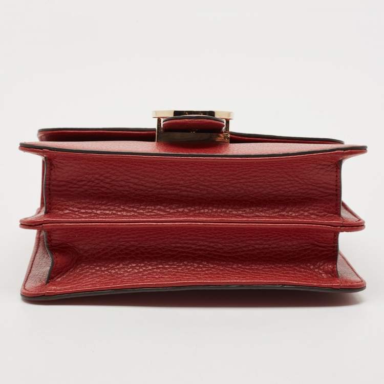 Pre Owned Gucci Red Leather Dollar Interlocking G Crossbody Bag