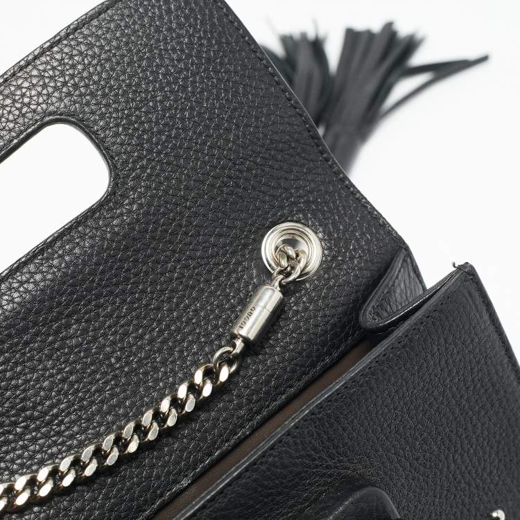 Pre Owned Gucci Black Leather Studded Miss Bamboo Shoulder Bag
