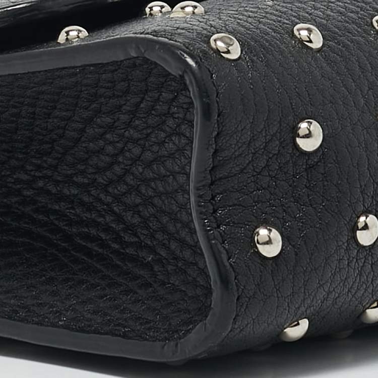 Pre Owned Gucci Black Leather Studded Miss Bamboo Shoulder Bag