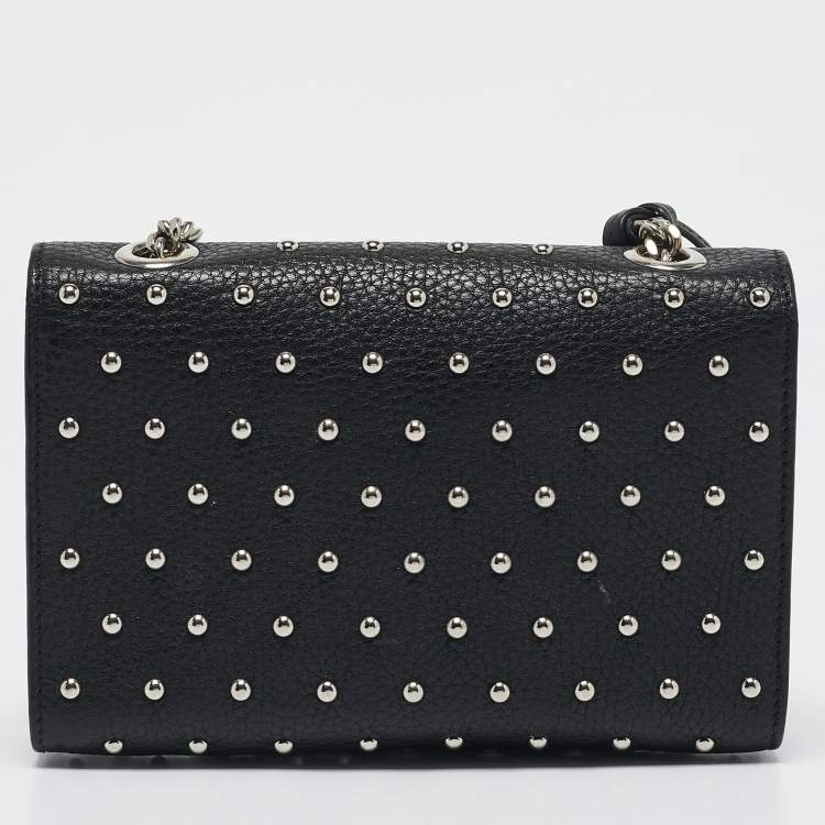 Pre Owned Gucci Black Leather Studded Miss Bamboo Shoulder Bag