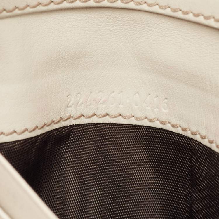 Pre Owned Gucci Beige/Off White GG Canvas and Leather Heart Flap Card Holder
