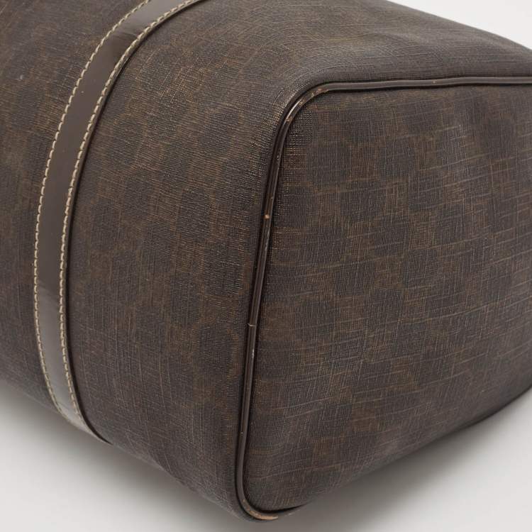 Pre Owned Gucci Dark Brown GG Supreme Canvas and Leather Medium Joy Boston Bag