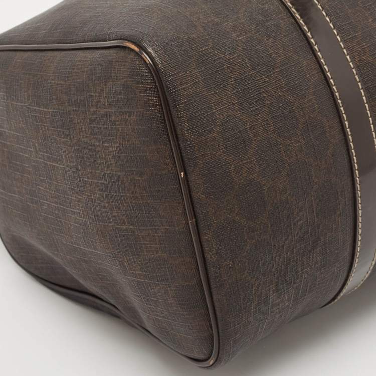 Pre Owned Gucci Dark Brown GG Supreme Canvas and Leather Medium Joy Boston Bag
