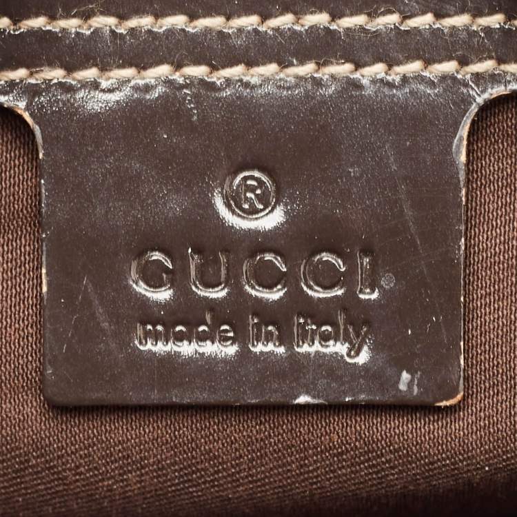 Pre Owned Gucci Dark Brown GG Supreme Canvas and Leather Medium Joy Boston Bag