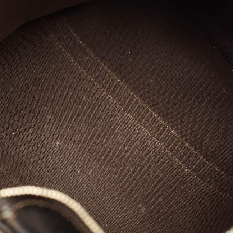 Pre Owned Gucci Dark Brown GG Supreme Canvas and Leather Medium Joy Boston Bag