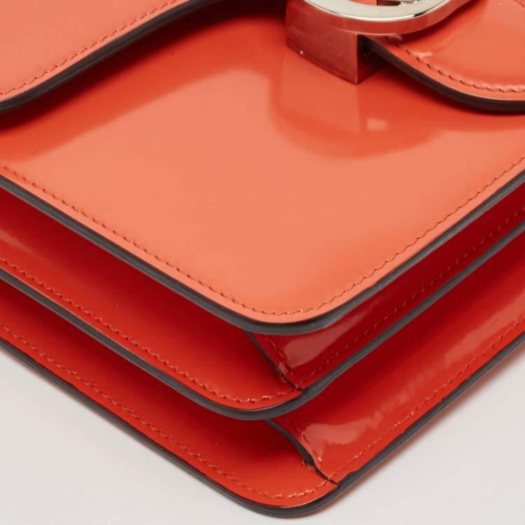 Pre Owned Gucci Orange Patent Leather Dollar Interlocking G Crossbody Bag