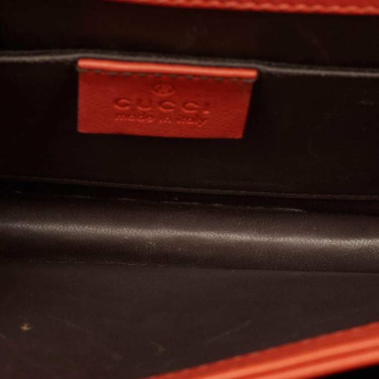 Pre Owned Gucci Orange Patent Leather Dollar Interlocking G Crossbody Bag