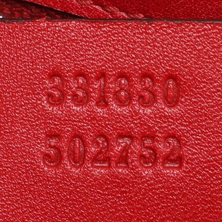 Pre Owned Gucci Red Patent Leather Lady Lock Bamboo Top Handle Bag