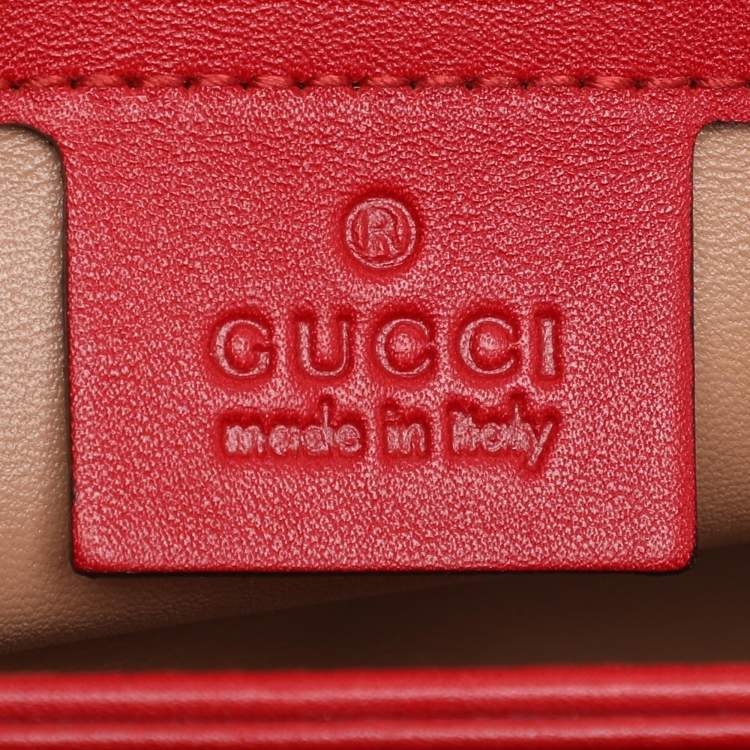 Pre Owned Gucci Red Patent Leather Lady Lock Bamboo Top Handle Bag