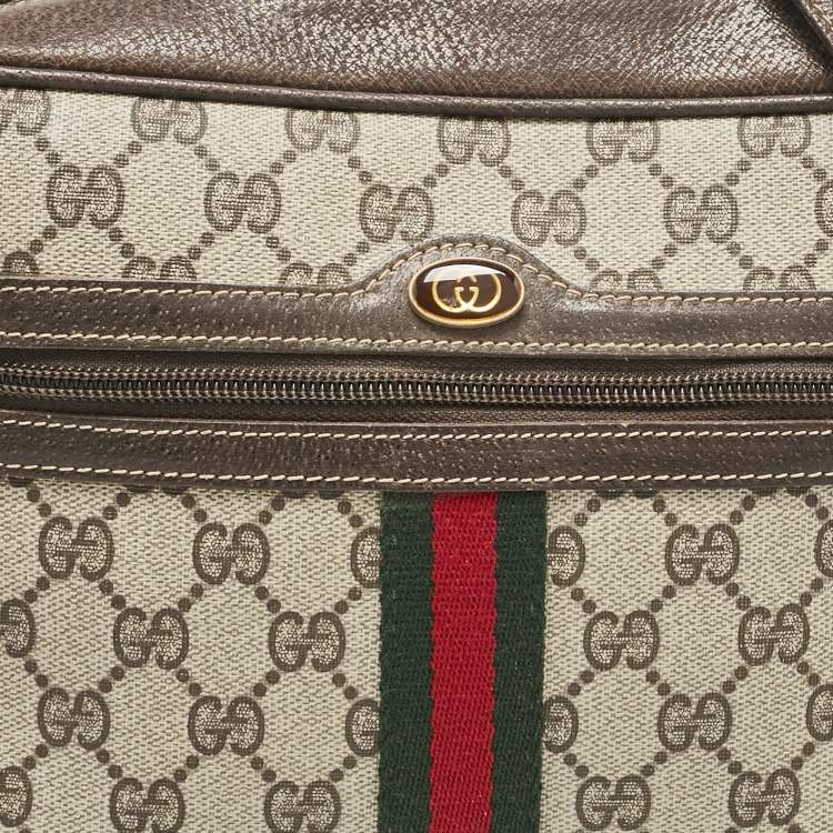 Pre Owned Gucci Beige/Brown GG Supreme Canvas and Leather Medium Ophidia Crossbody Bag