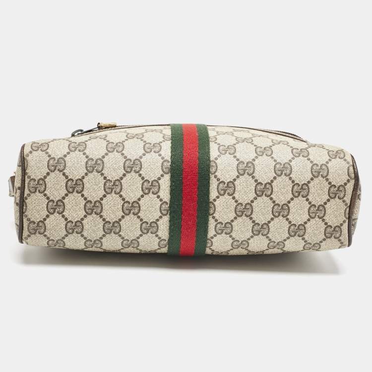 Pre Owned Gucci Beige/Brown GG Supreme Canvas and Leather Medium Ophidia Crossbody Bag