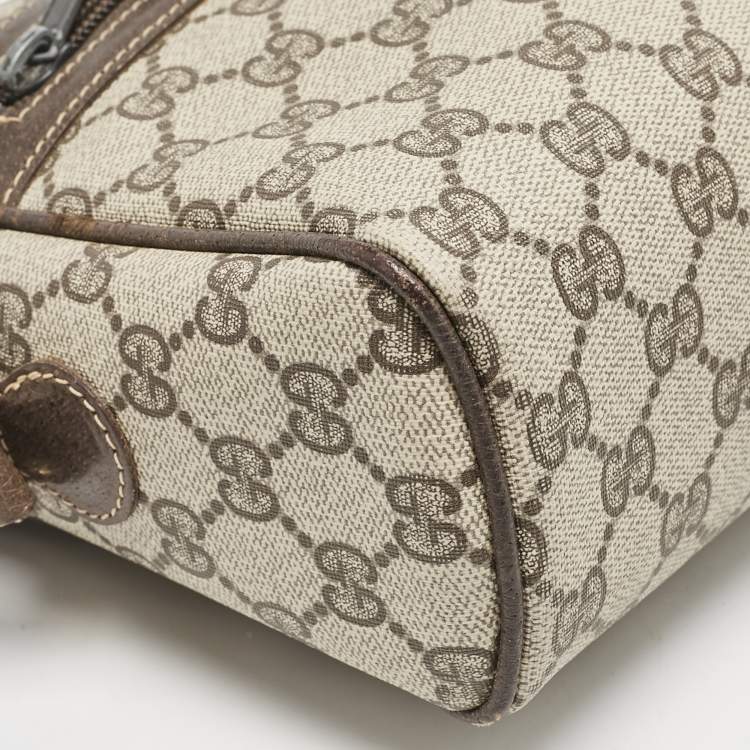 Pre Owned Gucci Beige/Brown GG Supreme Canvas and Leather Medium Ophidia Crossbody Bag