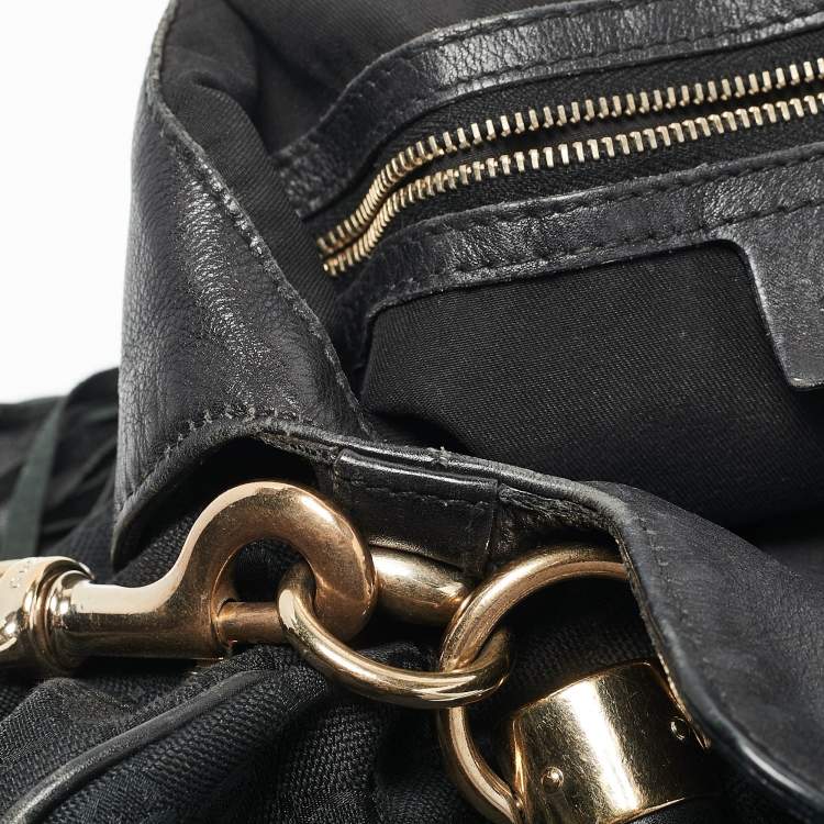 Pre Owned Gucci Black GG Canvas and Leather Medium Babouska Indy Hobo