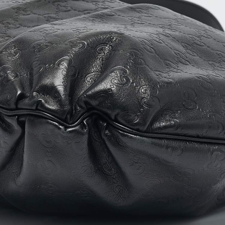 Pre Owned Gucci Black Guccissima Leather Large Hysteria Hobo