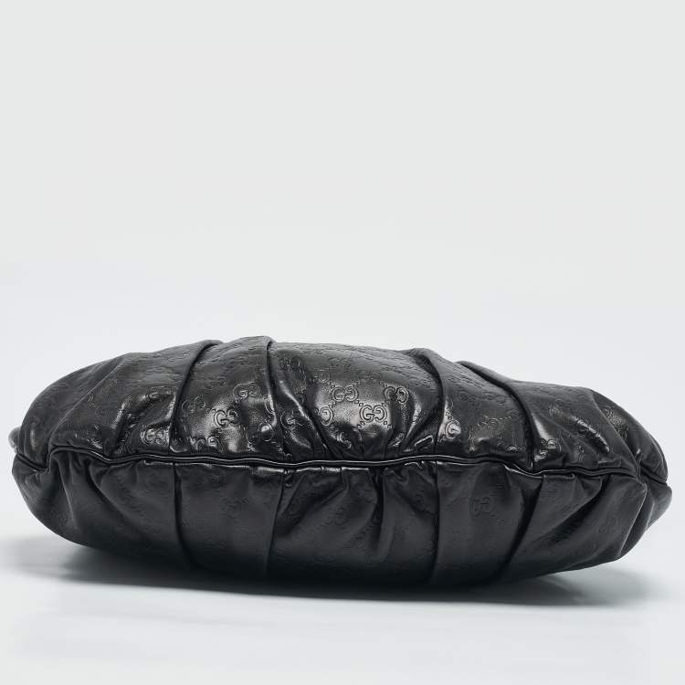 Pre Owned Gucci Black Guccissima Leather Large Hysteria Hobo