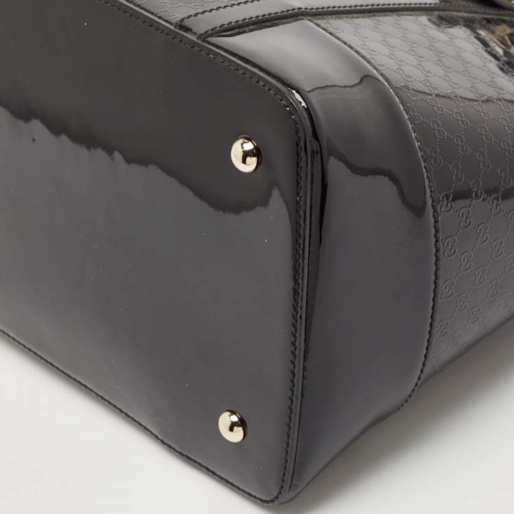 مملوكة مسبقًا Gucci Black Microguccissima Patent Leather Nice Dome Bag