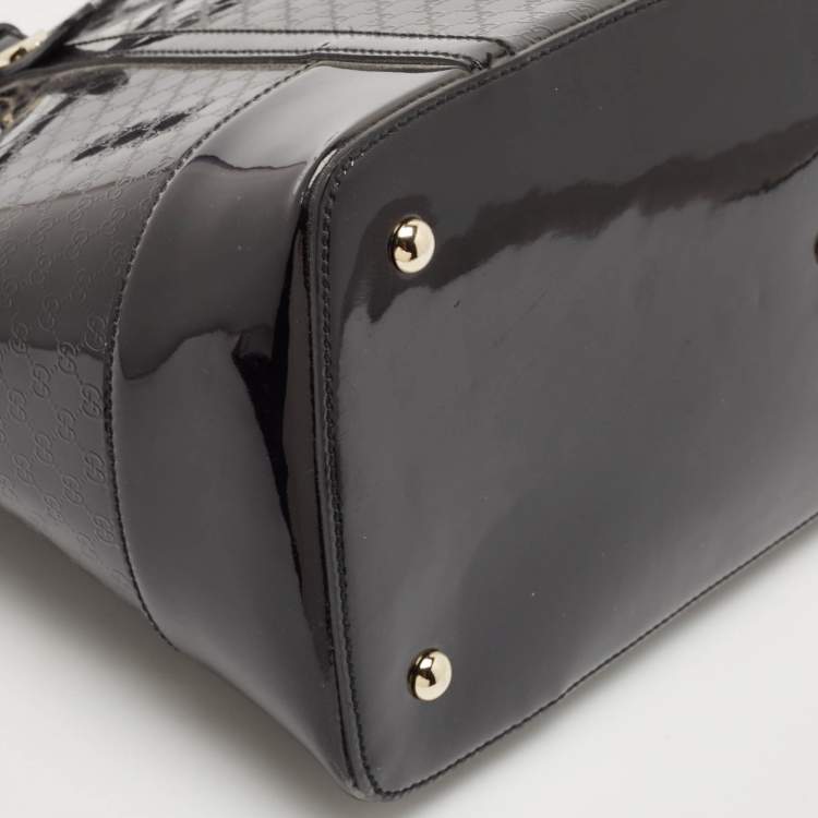 مملوكة مسبقًا Gucci Black Microguccissima Patent Leather Nice Dome Bag