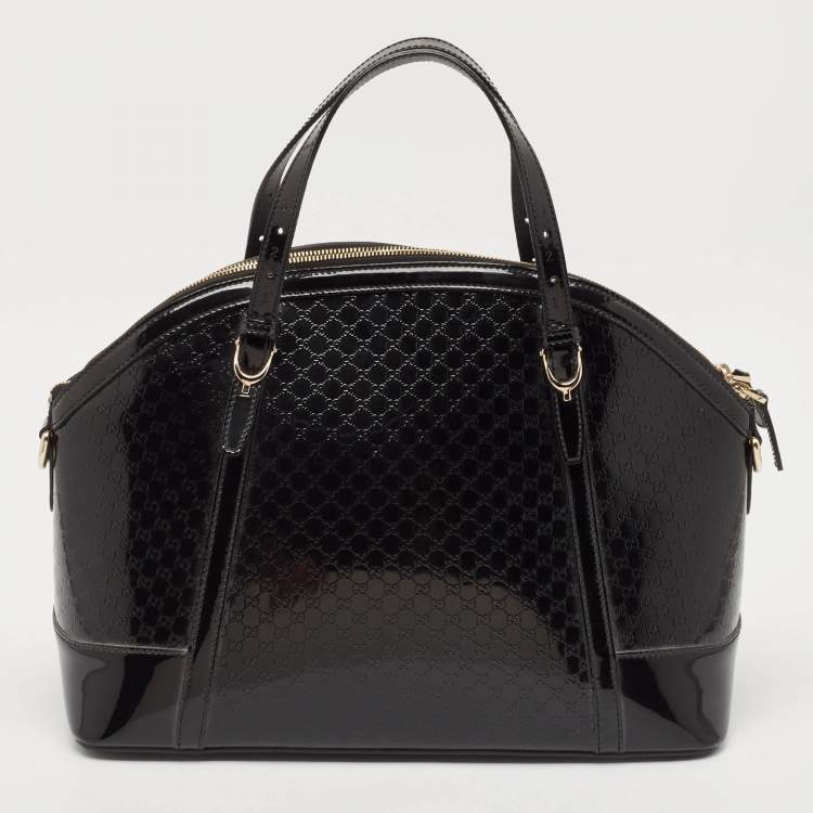 مملوكة مسبقًا Gucci Black Microguccissima Patent Leather Nice Dome Bag