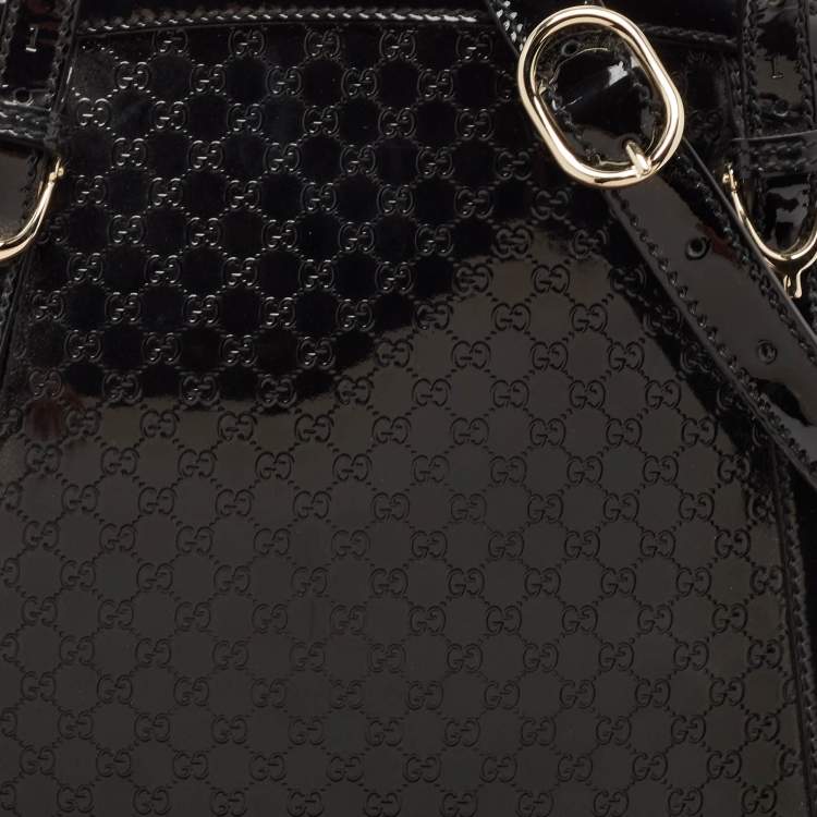 مملوكة مسبقًا Gucci Black Microguccissima Patent Leather Nice Dome Bag